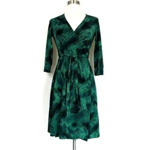 KENNETH COLE Dress Wrap Green Paisley Stretch XS